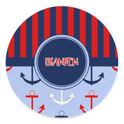 Classic Anchor & Stripes Round Stone Trivet (Personalized)