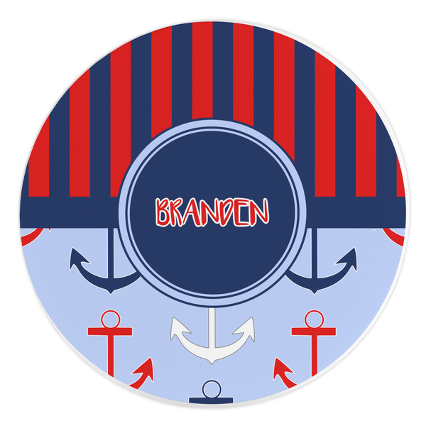 Custom Classic Anchor & Stripes Round Stone Trivet (Personalized)