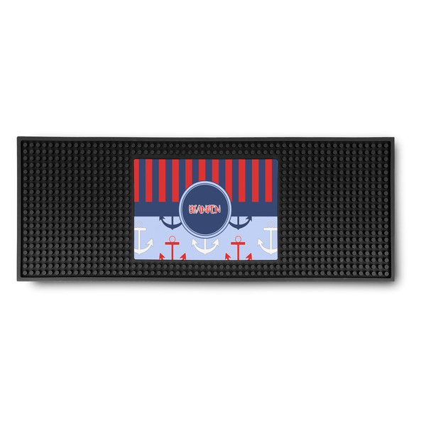 Custom Classic Anchor & Stripes Rubber Bar Mat (Personalized)