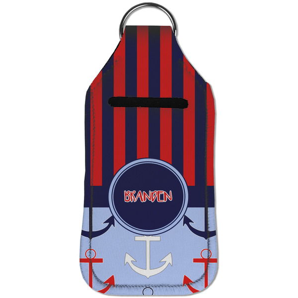 Classic Anchor & Stripes Sanitizer Holder Keychain - Large (Front)