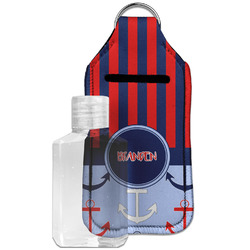 Classic Anchor & Stripes Hand Sanitizer & Keychain Holder - Large (Personalized)