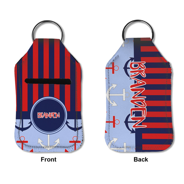 Classic Anchor & Stripes Sanitizer Holder Keychain - Small APPROVAL (Flat)