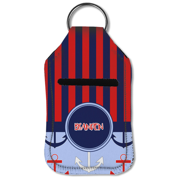 Classic Anchor & Stripes Sanitizer Holder Keychain - Small (Front Flat)