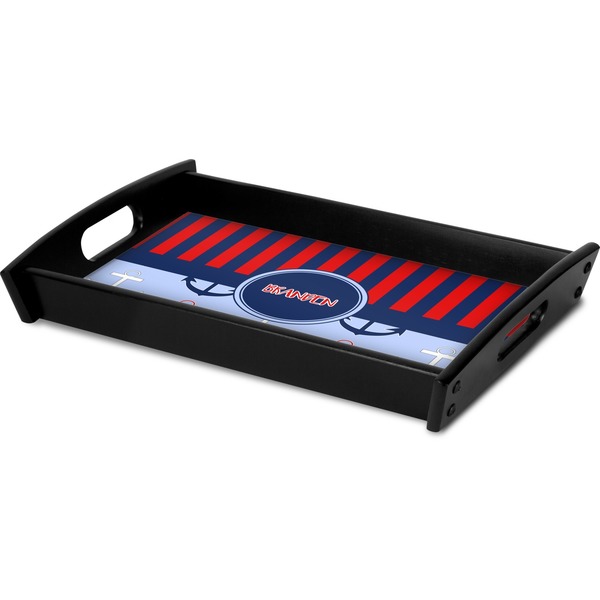 Classic Anchor & Stripes Serving Tray Black - Corner