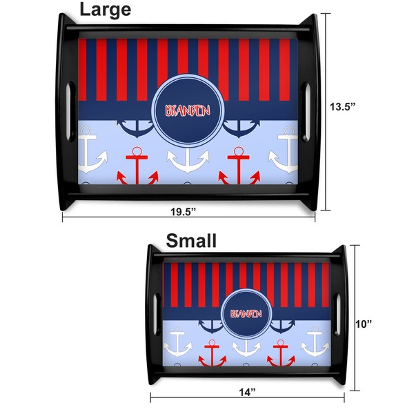 Classic Anchor & Stripes Serving Tray Black Sizes