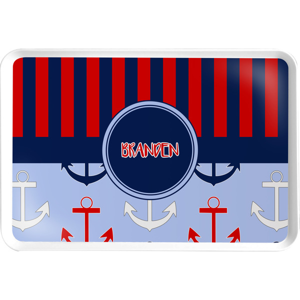 Custom Classic Anchor & Stripes Serving Tray w/ Name or Text