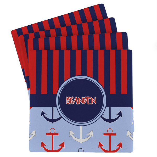 Custom Classic Anchor & Stripes Absorbent Stone Coasters - Set of 4 (Personalized)
