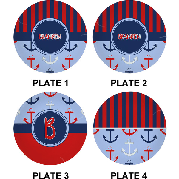 Classic Anchor & Stripes Set of Appetizer / Dessert Plates (Approval)