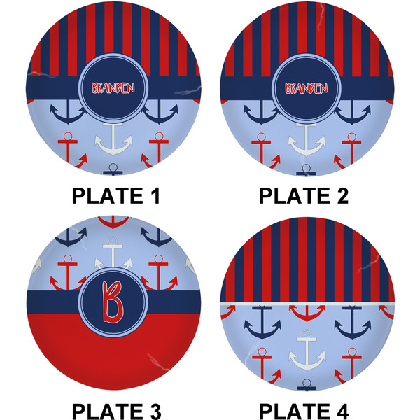 Classic Anchor & Stripes Set of Lunch / Dinner Plates (Approval)