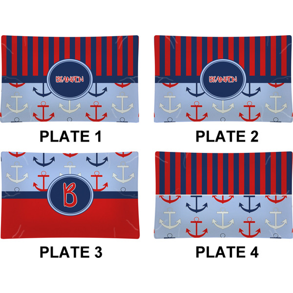 Classic Anchor & Stripes Set of Rectangular Dinner Plates (Approval)