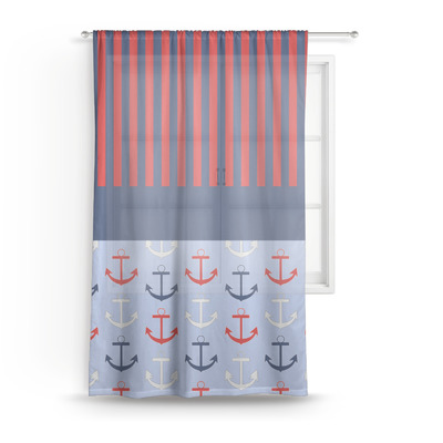 Classic Anchor & Stripes Sheer Curtain (Personalized)