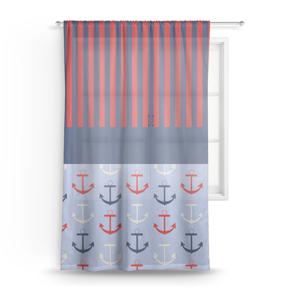 Custom Classic Anchor & Stripes Sheer Curtain