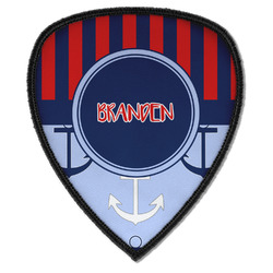 Classic Anchor & Stripes Iron on Shield Patch A w/ Name or Text