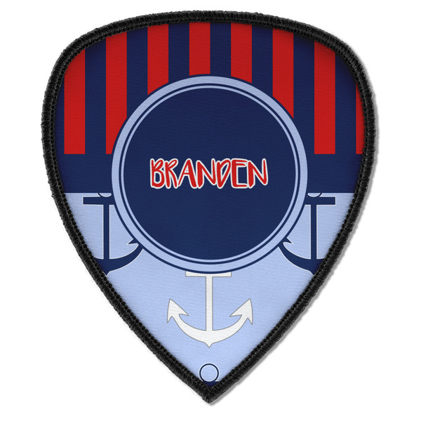 Custom Classic Anchor & Stripes Iron on Shield Patch A w/ Name or Text
