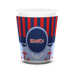 Classic Anchor & Stripes Ceramic Shot Glass - 1.5 oz - White - Set of 4 (Personalized)