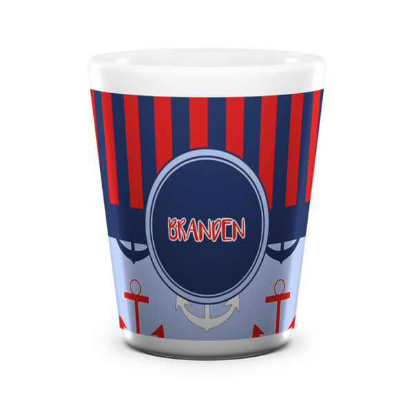 Classic Anchor & Stripes Shot Glass - White - FRONT