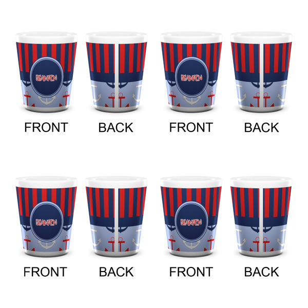Classic Anchor & Stripes Shot Glass - White - Set of 4 - APPROVAL