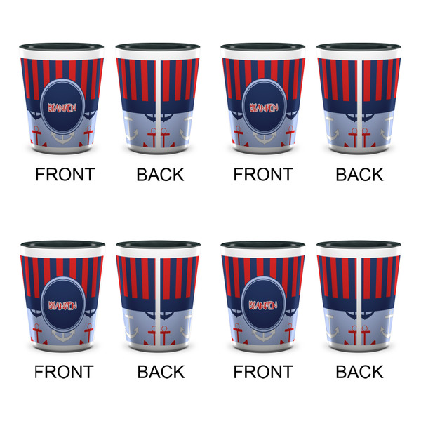 Classic Anchor & Stripes Shot Glassess - Two Tone - Set of 4 - APPROVAL