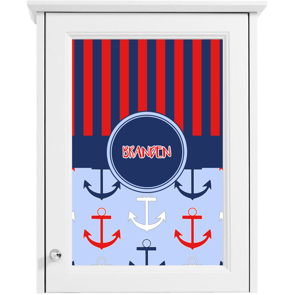 Classic Anchor & Stripes Single White Cabinet Decal