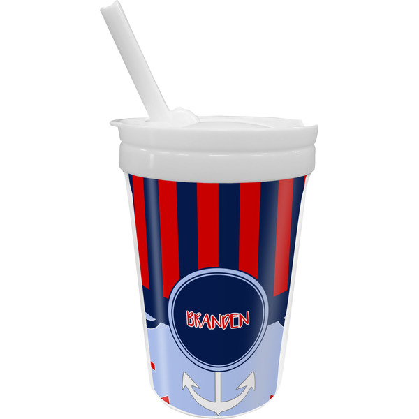 Custom Classic Anchor & Stripes Sippy Cup with Straw (Personalized)