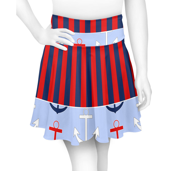 Custom Classic Anchor & Stripes Skater Skirt - Small