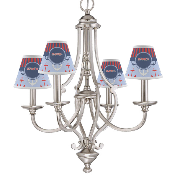 Classic Anchor & Stripes Small Chandelier Shade - LIFESTYLE (on chandelier)