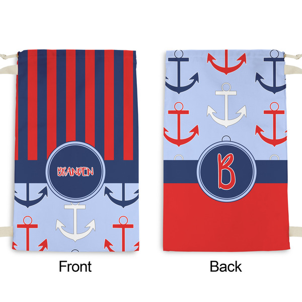Classic Anchor & Stripes Small Laundry Bag - Front & Back View