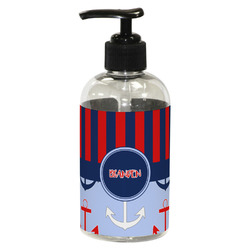 Classic Anchor & Stripes Plastic Soap / Lotion Dispenser (8 oz - Small - Black) (Personalized)