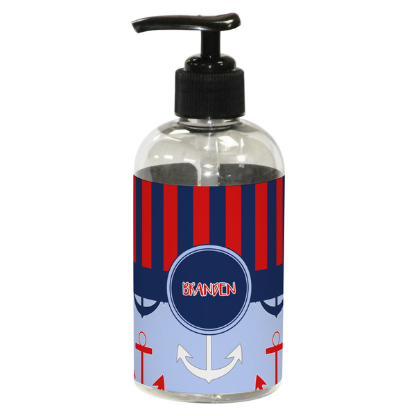 Custom Classic Anchor & Stripes Plastic Soap / Lotion Dispenser (8 oz - Small - Black) (Personalized)