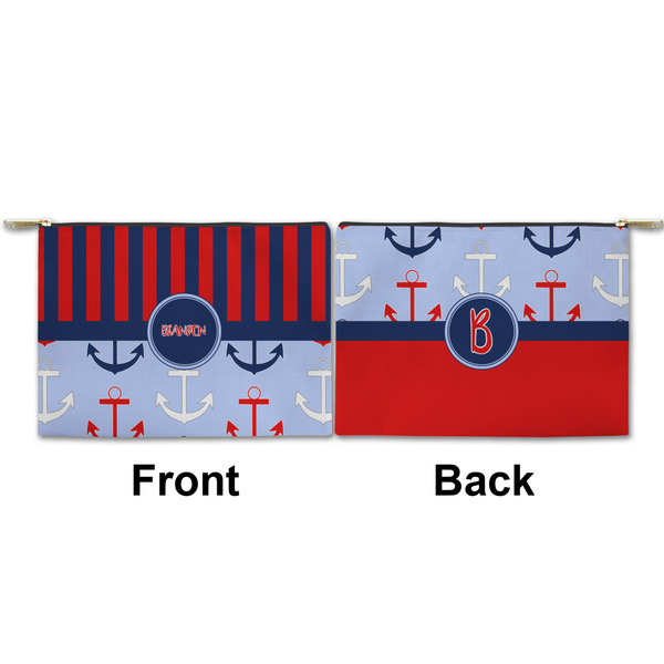 Classic Anchor & Stripes Small Zipper Pouch Approval (Front and Back)