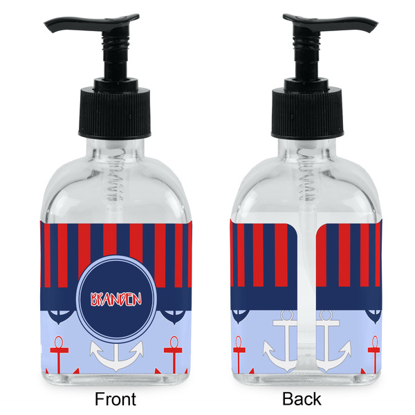 Classic Anchor & Stripes Glass Soap/Lotion Dispenser - Approval