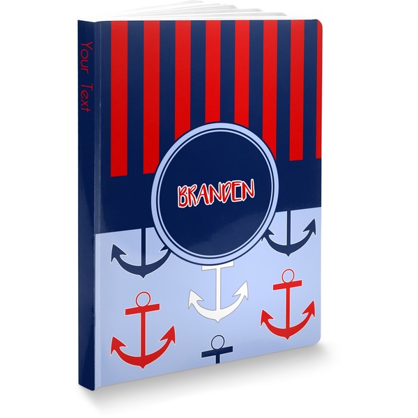 Custom Classic Anchor & Stripes Softbound Notebook - 7.25" x 10" (Personalized)