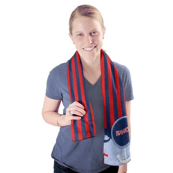 Classic Anchor & Stripes Sport Towel - Exercise use - Model