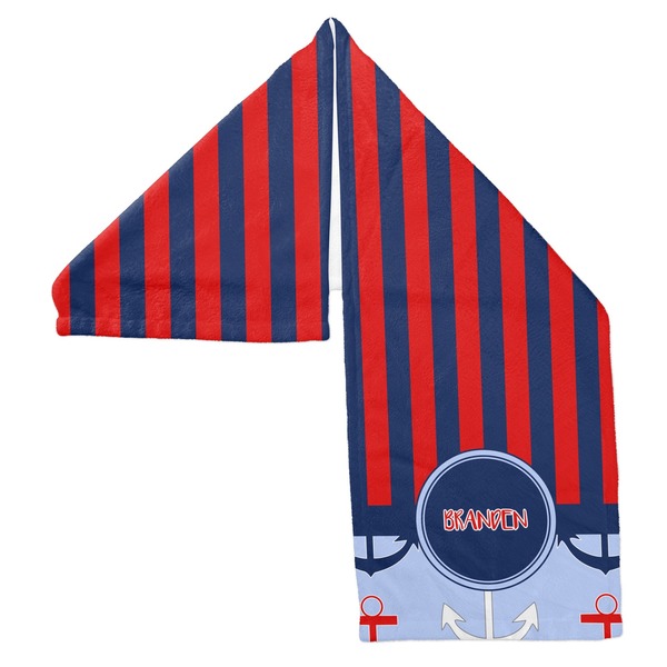 Classic Anchor & Stripes Sports Towel Folded - Both Sides Showing