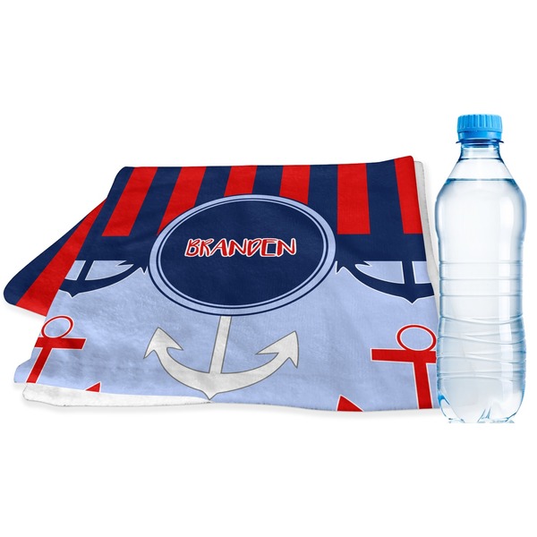 Custom Classic Anchor & Stripes Sports & Fitness Towel (Personalized)