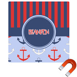 Classic Anchor & Stripes Square Car Magnet - 6" (Personalized)