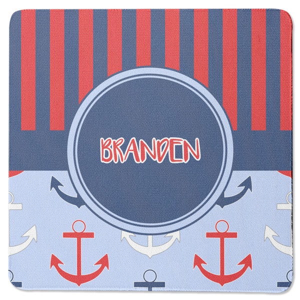 Custom Classic Anchor & Stripes Square Rubber Backed Coaster (Personalized)