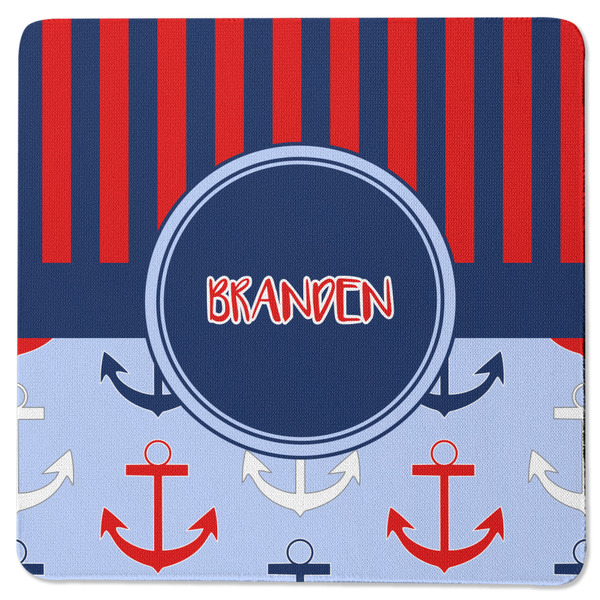 Classic Anchor & Stripes Square Coaster Rubber Back - Single