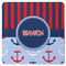 Classic Anchor & Stripes Square Rubber Backed Coaster (Personalized)