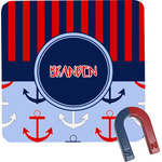 Classic Anchor & Stripes Square Fridge Magnet w/ Name or Text