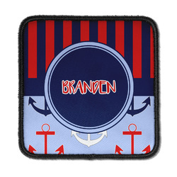 Classic Anchor & Stripes Iron On Square Patch w/ Name or Text