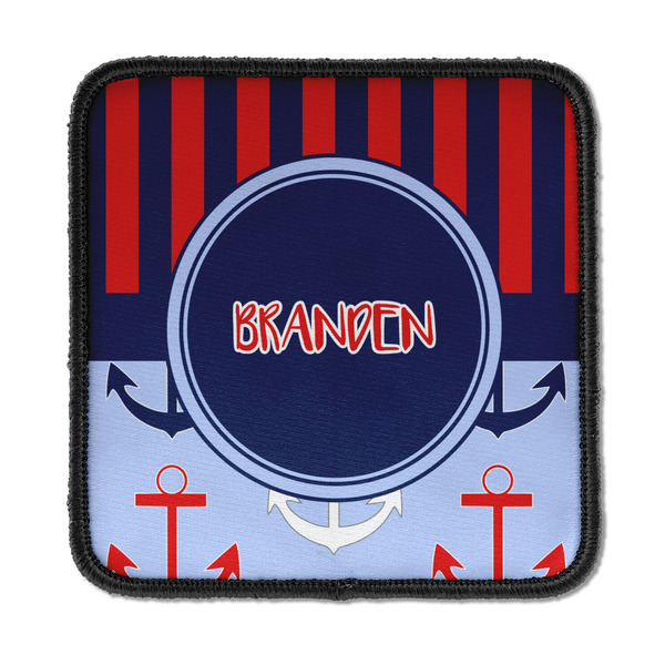 Custom Classic Anchor & Stripes Iron On Square Patch w/ Name or Text
