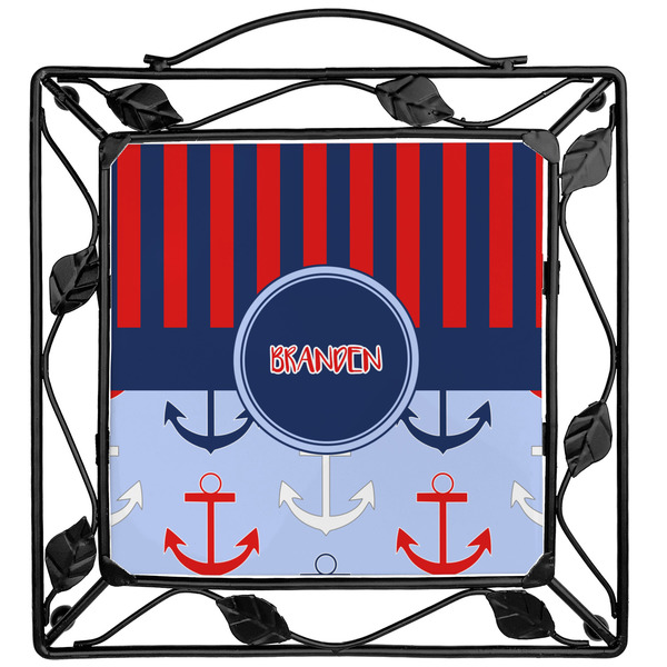 Custom Classic Anchor & Stripes Square Trivet (Personalized)