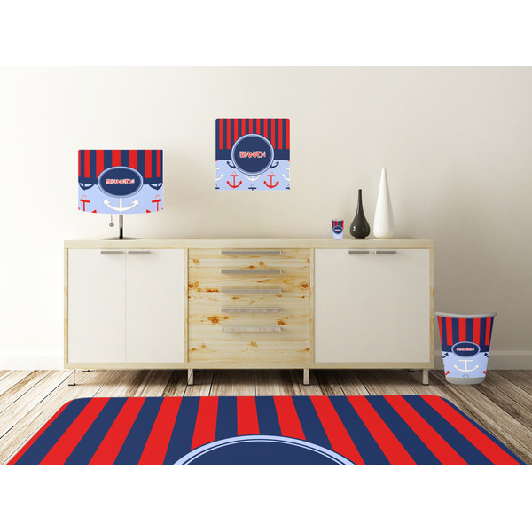 Classic Anchor & Stripes Square Wall Decal Wooden Desk