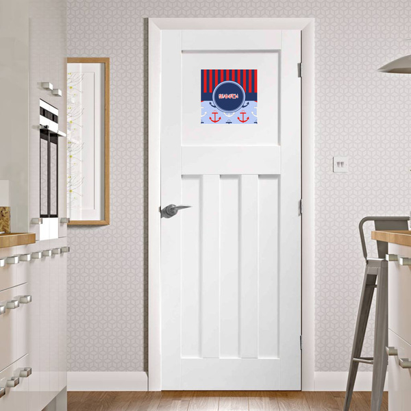 Classic Anchor & Stripes Square Wall Decal on Door