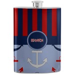 Classic Anchor & Stripes Stainless Steel Flask (Personalized)