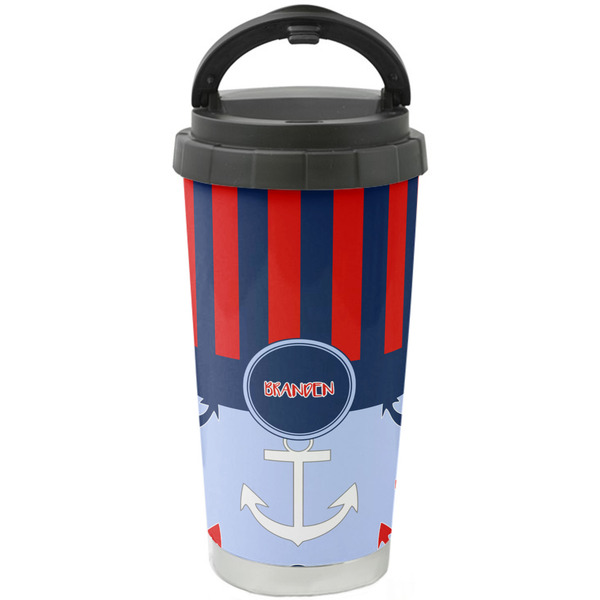 Custom Classic Anchor & Stripes Stainless Steel Coffee Tumbler (Personalized)