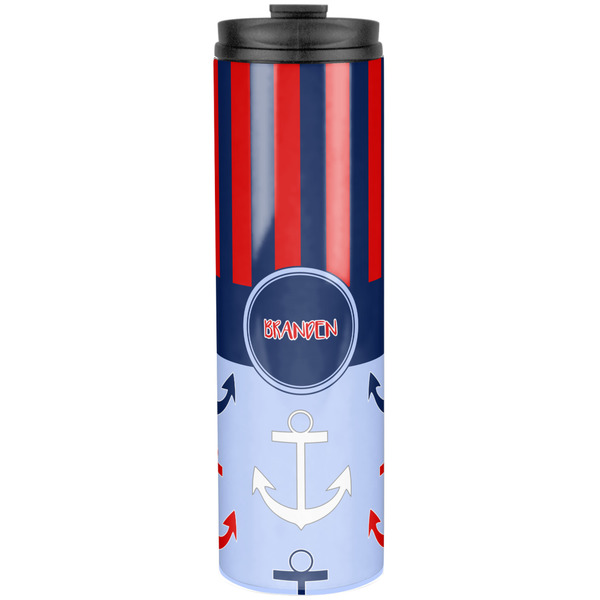 Custom Classic Anchor & Stripes Stainless Steel Skinny Tumbler - 20 oz (Personalized)