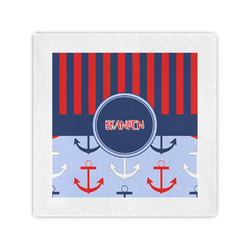 Classic Anchor & Stripes Standard Cocktail Napkins (Personalized)