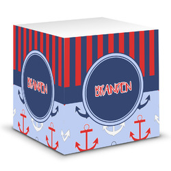 Classic Anchor & Stripes Sticky Note Cube (Personalized)